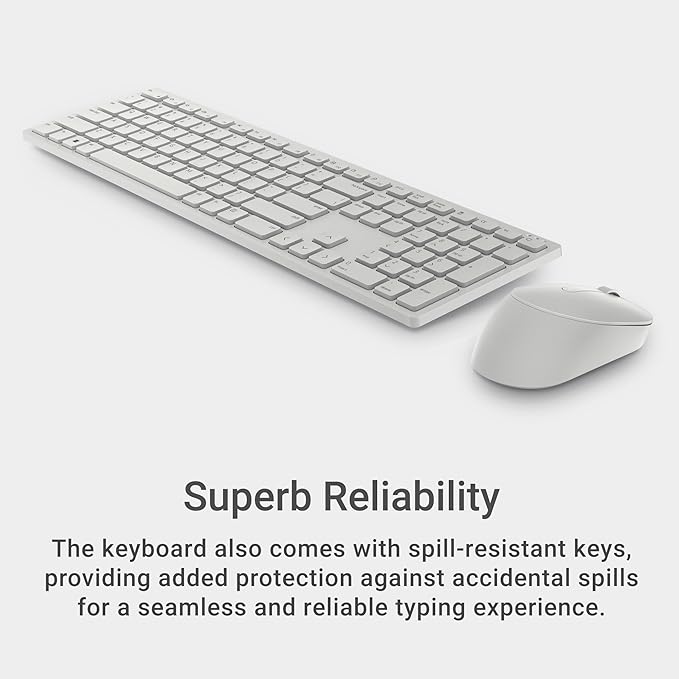 Dell Pro Keyboard and Mouse - KM5221W - US English - White - USB Plunger Wireless RF 2.40 GHz Keyboard - English (Canada) - White - USB Wireless RF Mouse - Optical - 4000 dpi - Scroll Wheel - - Volume