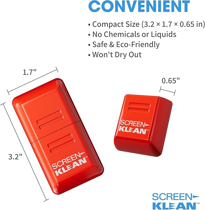 CarbonKlean ScreenKlean Tablet Screen Cleaner - Compatible with iPad, Android & Amazon Tablet - with Carbon Microfiber Tech-Injected Red-1 Count (Pack of 1)