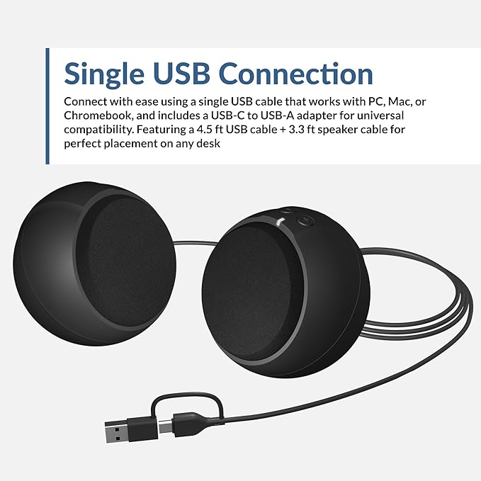 Cyber Acoustics USB-Powered 2.0 Speakers (CA-2110USB) – Modern 2.0 USB C or A Computer Speakers for Desktop PC, 12 Watts Power for Loud Sound, Compatible with PCs and Laptops