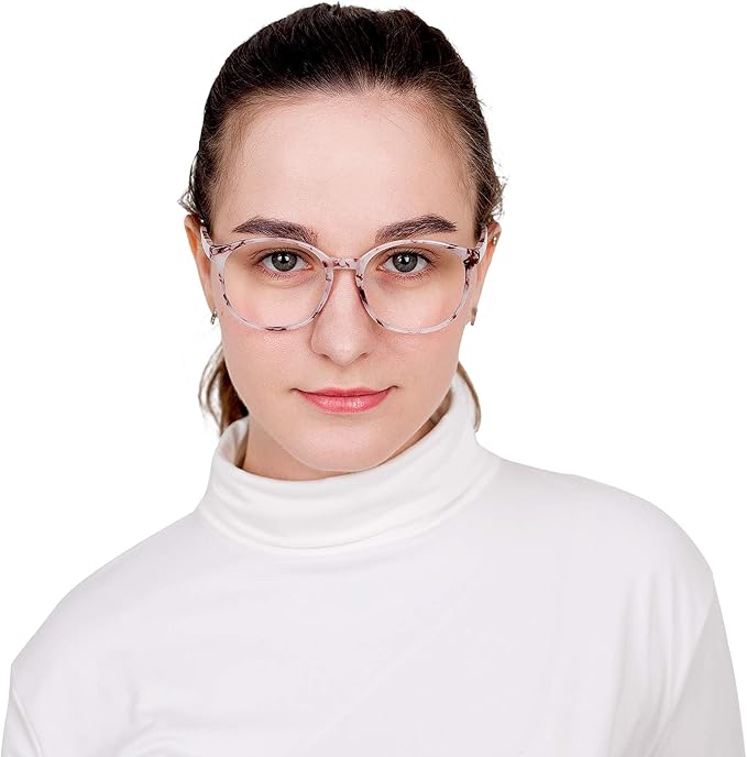 LifeArt Round Blue Light Blocking Glasses, Computer Glasses, Gaming Glasses, TV Glasses for Women Men (Marble, 0.75 Magnification)
