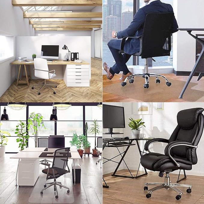 2 Pack Office Chair Mat for Hardwood Floors, 36"x48" Desk Chair Mat for Rolling Chair on Hard Floor, Heavy Duty Floor Protector for Home or Office, Easy Clean and Glide Without Curing