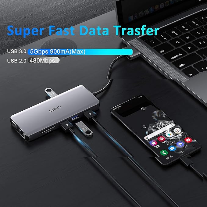 MacBook Pro Docking Station Dual Monitor HDMI Adapter,12 in 1 USB C Adapters for MacBook Pro Air Mac HDMI Dock Dongle Dual USB C to Dual HDMI VGA Ethernet AUX 4USB SD/TF100W PD