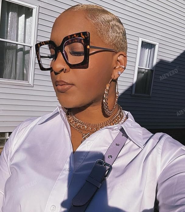 AIEYEZO Oversized Blue Light Glasses for Women, Anti Fatigue Prevent Headache Computer Eyeglasses