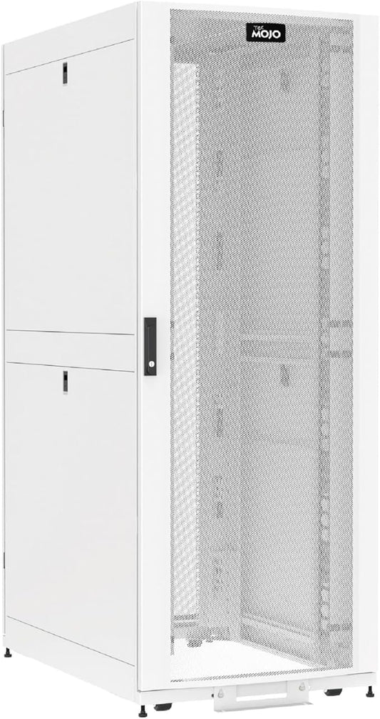 Tecmojo 42U Server Rack Cabinet - PRE-Assembled 32inch Width 48inch Depth IT Network Equipment Cabinet Rack Enclosure with Casters - 3000lbs Weight Capacity, White