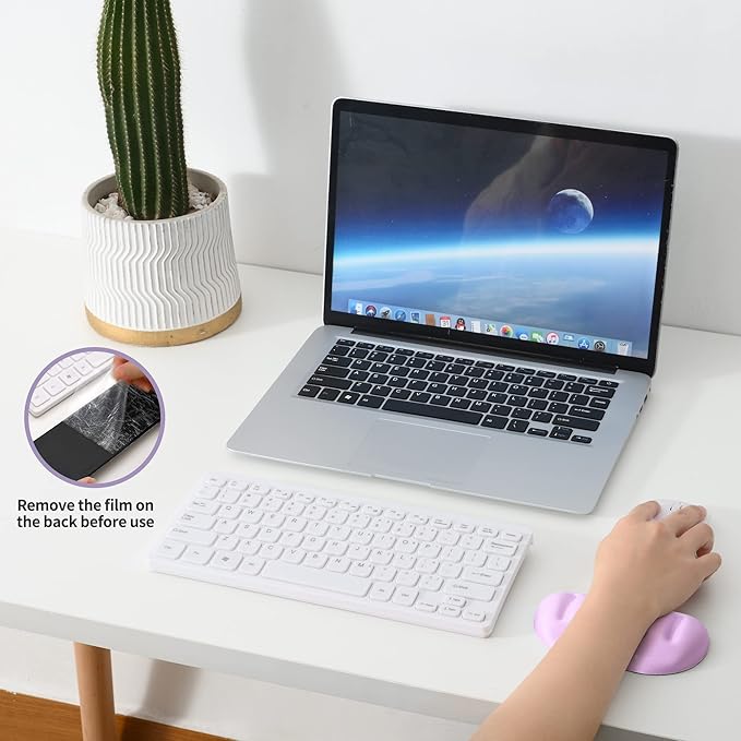 UnivoColors Upgraded Massage Bead Wrist Rest for Mouse, Wrist Ergonomic Support, Made of Soft Memory Foam Gel, High Comfort Wrist Pad for Laptop, Computer, Office, Lavender Purple Wrist Cushion,N