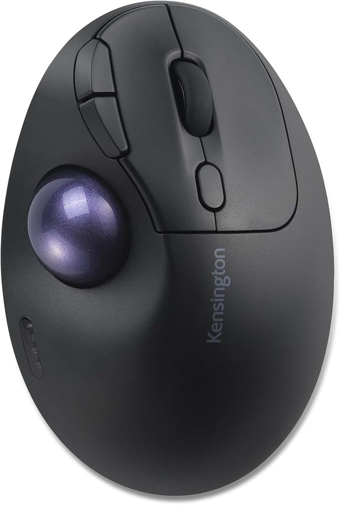 Kensington TB450A Wireless Trackball Mouse, Bluetooth LE & 2.4GHz Connection, 4 DPI Options, Connect up to 3 Devices (K72178WW), Black-Purple