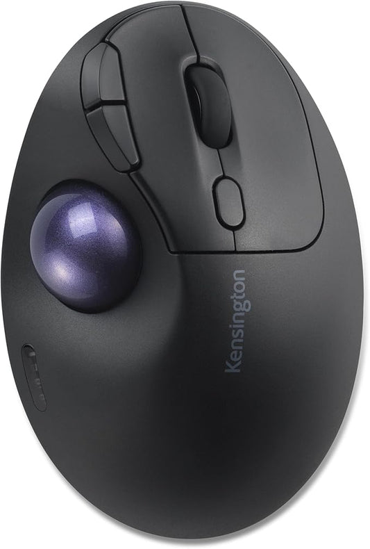 Kensington TB450A Wireless Trackball Mouse, Bluetooth LE & 2.4GHz Connection, 4 DPI Options, Connect up to 3 Devices (K72178WW), Black-Purple