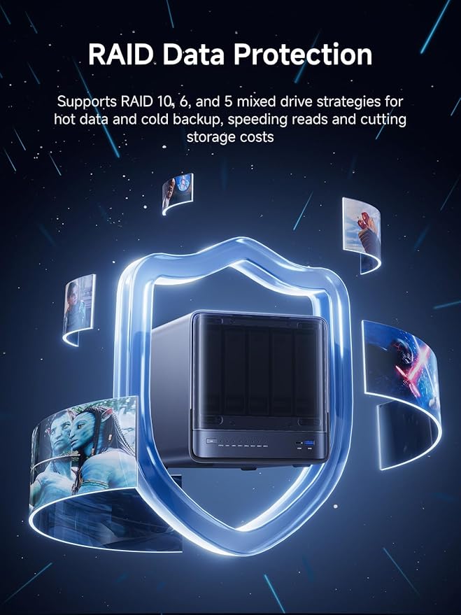 MINISFORUM Desktop NAS N5 Pro 5 Bay 128GB SSD,AMD Ryzen AI 9 HX PRO 370(12C/24T) DDR5 RAM Slots, 1*10Gbe,1*5Gbe, 2*USB4(8K), 8K HDMI,1xM.2 Slot & 2xU.2/M.2 Slots Up to 188T, Network Attached Storage