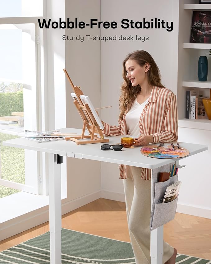 Marsail 55x28 Electric Standing Desk - Adjustable Height Computer Desk with Memory Presets, Storage Bag & Cable Management for Home Office & Gaming Workstations