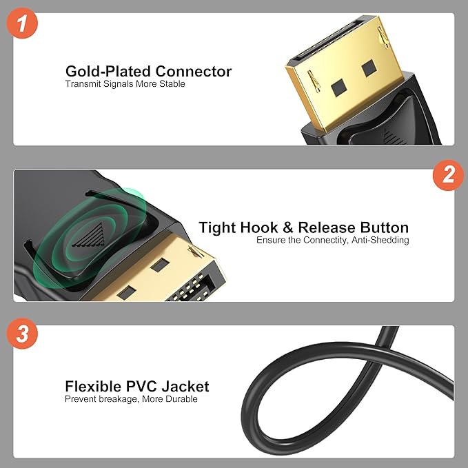 4K DisplayPort to HDMI Adapter, 10 Pack, Gold-Plated Male Display Port to Female HDMI Adapter, Uni-Directional DP to HDMI Adapter Cable Compatible with PC, Laptop, Monitor, Projector