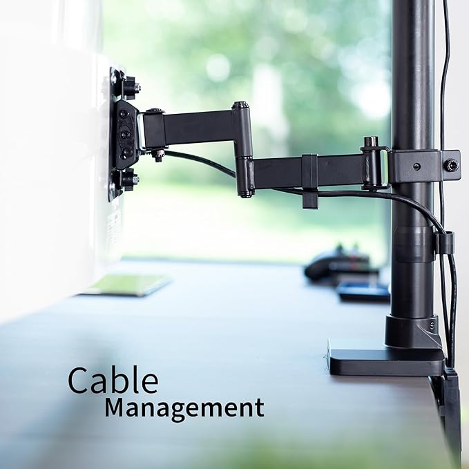VIVO Dual Vertically Stacked Ultra-Wide Monitor Desk Mount with Extension Arms, Extra Tall Heavy Duty Adjustable Stand for 2 Ultrawide Screens up to 43 inches, 50 lbs Capacity, Black, STAND-V202T