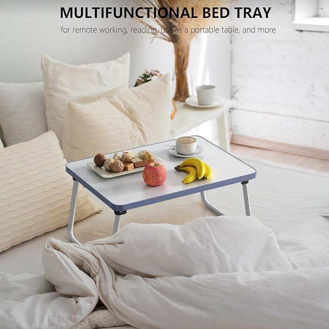 Lap Desks Laptop Tray for Bed or Couch,Portable Breakfast Serving Tray with Folding Legs,Foldable & Lightweight Mini Table, Laptop Stand for Working, Reading and Writing,White