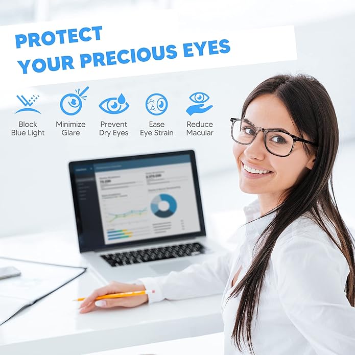 AOSM Blue Light Glasses for Men & Women,Gaming glasses Anti-Glare UV400 Protection,Blue Light Blocking to Relieve Eye Strain