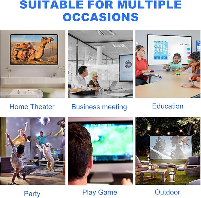 100 inch Projector Screen,DUYIKJ Foldable Washable Portable Rear Front Projector Screen 4K Indoor Outdoor 16:9 HD Projection Movies Screen for Backyard Home Theater Office