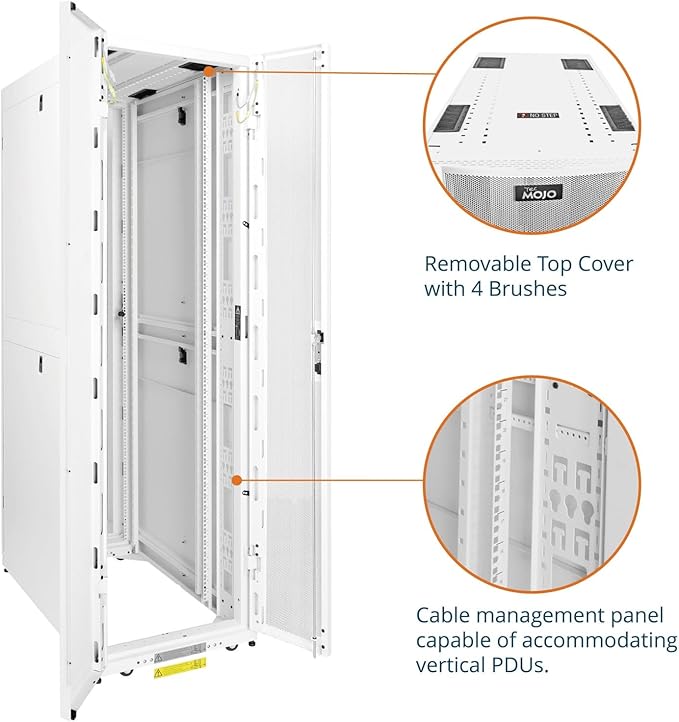 Tecmojo 45U Server Rack Cabinet - PRE-Assembled 24inch Width 48inch Depth IT Network Equipment Cabinet Rack Enclosure with Casters - 3000lbs Weight Capacity(06White)