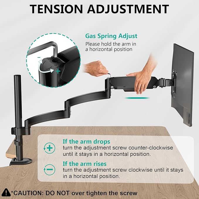 WALI Single Long Monitor Arm - Computer Monitor Arm Desk Mount for 13-32 inch, Hold up to 19.8lbs, Extra Long Adjustable Stand, Full Motion Tall Arm, VESA 75/100mm, (GSDM001L)
