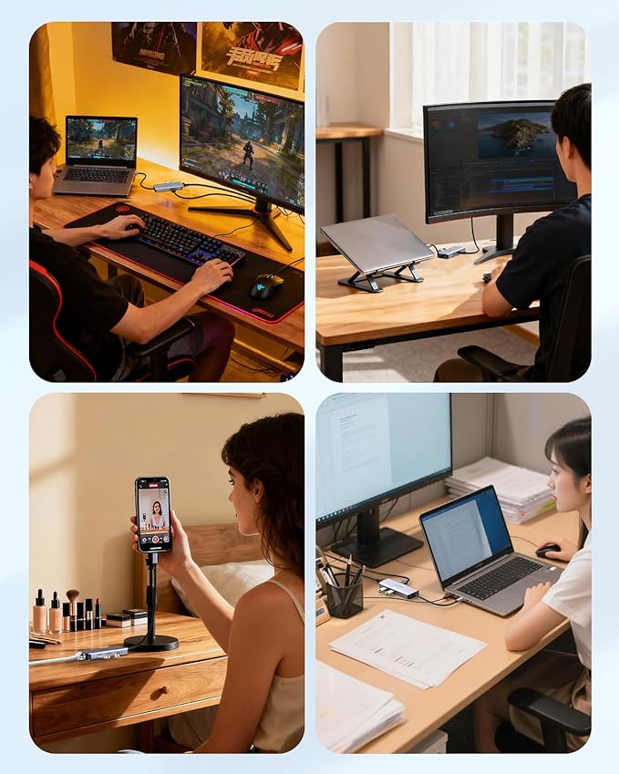 LENTION 6-in-1 USB C Hub with Gigabit Ethernet, 4K@60Hz HDMI, 100W PD Fast Charging, 3X USB 3.0 Docking Station for MacBook Pro/Air/Neo, Dell XPS, HP and More, Aluminum USB-C Adapter (C26, Space Gray)