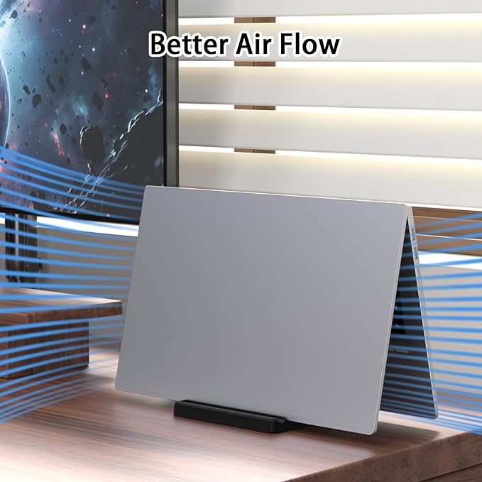Vertical Laptop Stand Holder - Adjustable ABS Plastic Laptop Holder Vertical, Space-Saving 4 in 1 Compatible with All MacBook Pro Air, Mac, HP, Dell, Microsoft Surface (Black)