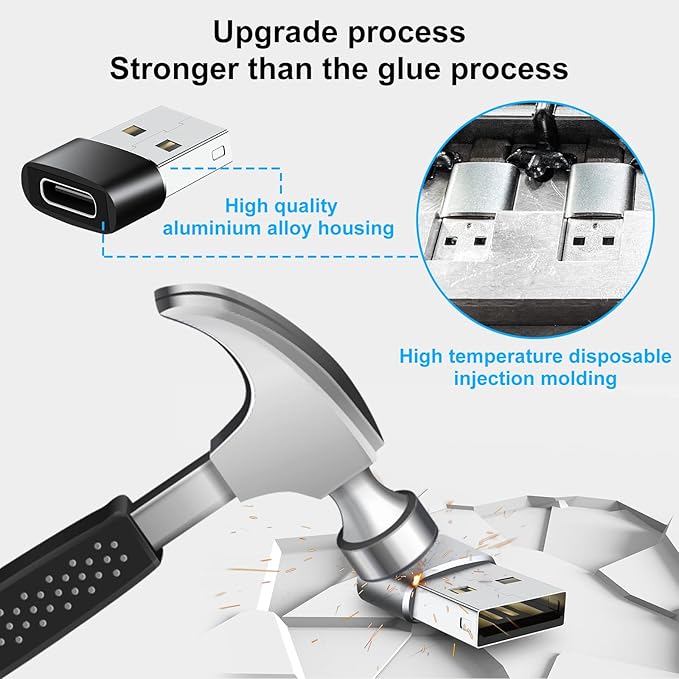 USBC to USB Adapter 8 Pack,USB to USB C Adapter,USB-A Type-C Male Female OTG Adaptor,USBA USBC Adapter Set for iPhone 17 16 15,MacBook Pro,iPad,Samsung Galaxy,iMac,Grey