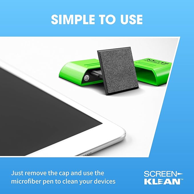 CarbonKlean ScreenKlean Tablet Screen Cleaner - Compatible with iPad, Android & Amazon Tablet - with Carbon Microfiber Tech-Injected Green-1 Count (Pack of 1)