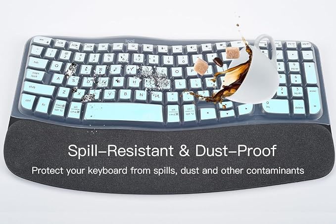 Keyboard Cover Skin for Logitech Wave Keys MK670 Combo Wireless Ergonomic Keyboard Skin, Logitech Wave Keys Wireless Ergonomic Keyboard Cover Protector Skin Accessories, Ombre Mint