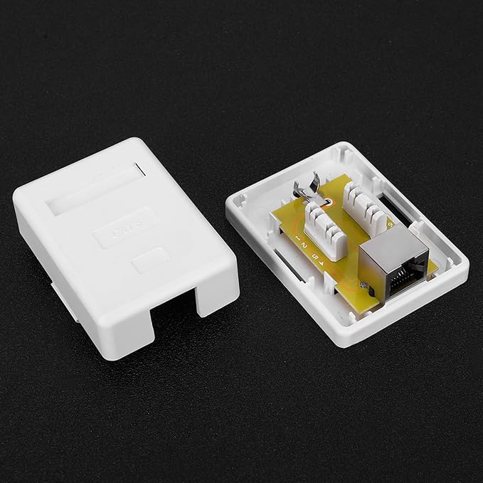 Kadimendium Networks Box Shielded CAT6 Single Port RJ45-8P8C Desktop Information Box for Networks Mounted, 2pcs ABS Shown with DouableSided Tape and Screw, for Wiring