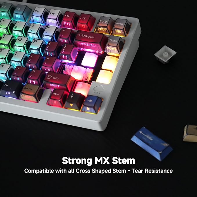 137 Versatile PBT Keycaps, No Tearing, Never Fade & Non-Slip, Vibrant RGB Backlit Keycaps for Mechanical Keyboard (Typing, Gaming, Anime Passion) Ergonomic (Doubleshot MX, Fit All Layout)
