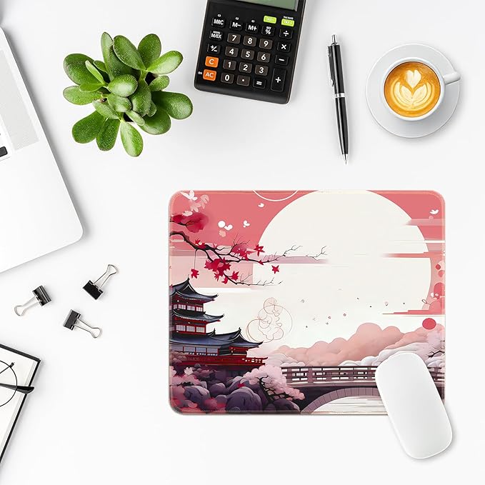 Japanese Small Gaming Mouse Pad 10.2 x 8.3 in Computer Mouse Pad Anime Gaming Mousepad, Expanded Architecture Cute Desk Pad with Nop-Slip Suitable for Home Office