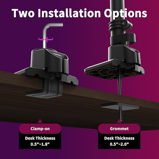 Single Monitor Arm for 17-49 Inch Ultrawide Screens, Single Monitor Mount Heavy Duty up to 44lbs, Adjustable Vertical Stacked Full Motion Single Monitor Arm Desk Mount, 75/100mm VESA Mount, Black