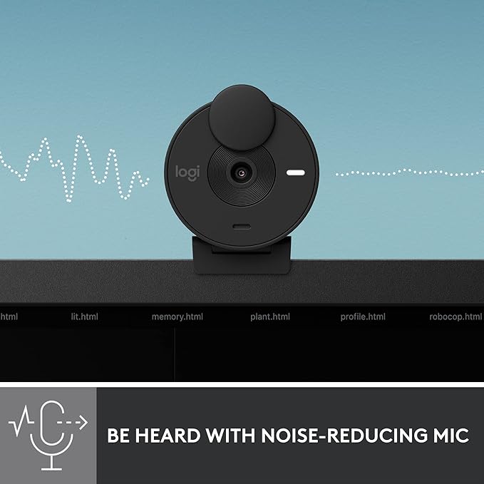 Logitech Brio 301 Full HD Webcam with Privacy Shutter, Noise Reduction Microphone, USB-C, Certified for Zoom, Microsoft Teams, Google Meet, Auto Light Correction - Black