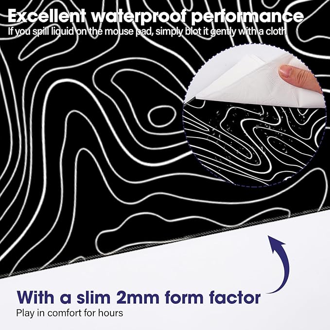 Waterproof Large Gaming Mouse Pad – 31.5" x 15.7" Full Desk Mat, Non-Slip Rubber Base, Stitched Edges, Durable Surface for Esports, Office, Home