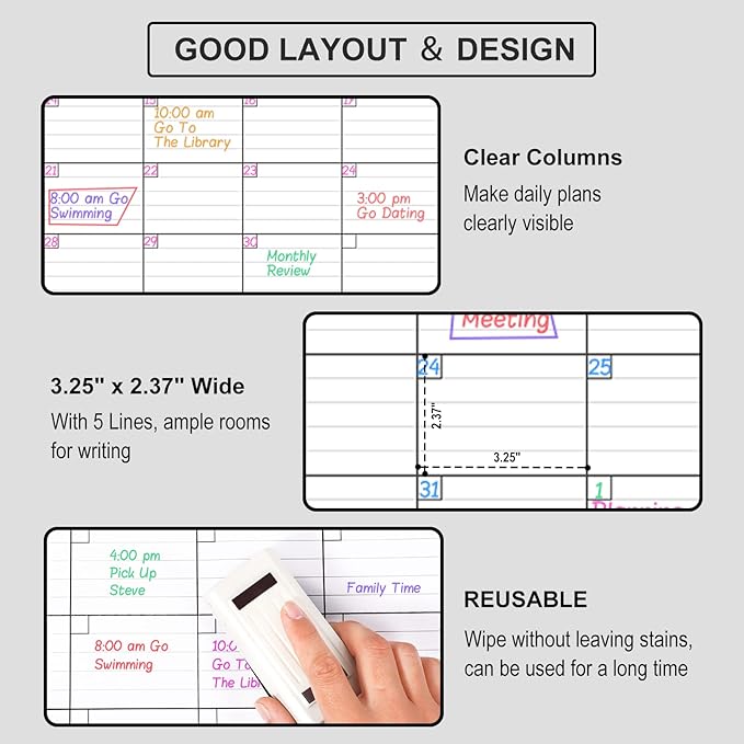 Large Dry Erase Calendar for Wall - 3 Month Vertical Wall Calendar, Blank Reusable Monthly Quarterly Planner Undated, 27.8"x41" Whiteboard Calendar, Office, Classroom