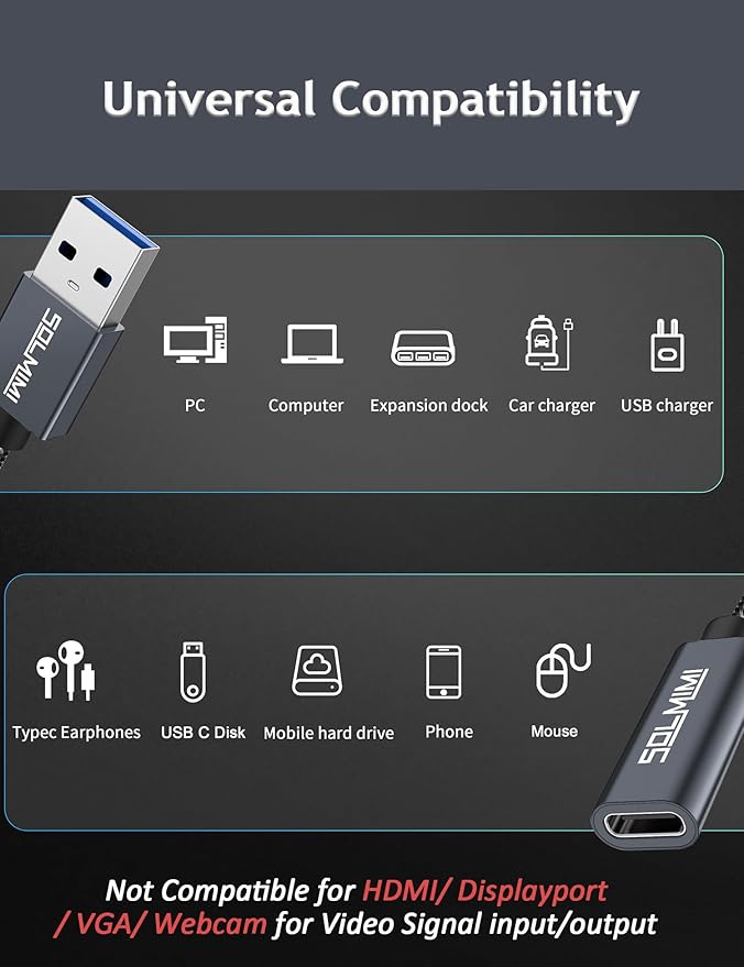 USB to USB C Adapter, USBc Female to USB-A Male Cable 5gbps High Speed Transfer, USB-A to USB-C Adapter Charger Coverter for iPhone 15 16 17 Samsung S23, USBC Headphone U Disk PC(20cm)