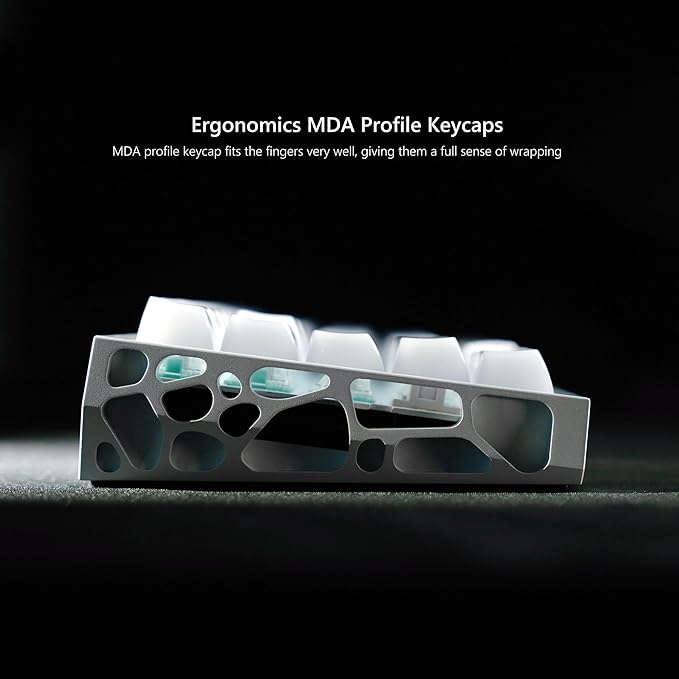 Womier Keyboard Keycaps Jelly - Ceramic Keycaps Style, Clear White Key Cap, Transparent Side Printed Custom 60 65 75 100 Percent for Cherry MX, Outemu, Gateron Mechanical Keyboards(MDA Profile)