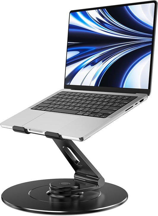 Ultra-Stable Laptop Stand for Desk with Larger Base, Desktop Organizer, Military-Grade Aluminum Anti-Loosening Structure - Height Adjustable Printer Stand Suitable for 10-17.3 inch