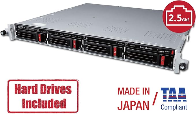 BUFFALO TeraStation Essentials 4-Bay Value-Focused Rackmount NAS 8TB (4x2TB) with Hard Drives Included