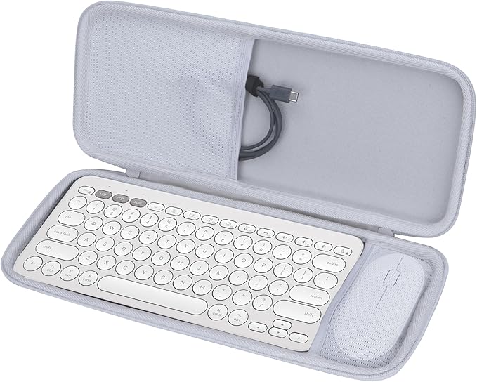 Lebakort Hard Carry Case Compatible with Logitech Pebble Keys 2 Combo K380s K380 Keyboard + M350 Pebble Mouse Combo (Off White Case)