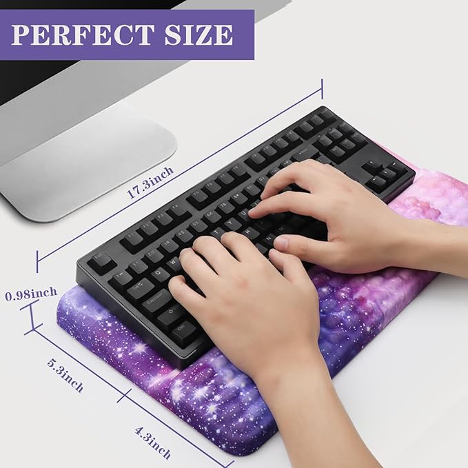 Ergonomic Keyboard Stand with Wrist Rest, Computer Wrist Support Pad, Tilted Keyboard Riser Holder Lift Tray with Wrist Pad, Easy Typing, Comfy Soft Memory Foam Desk Cushion for Office Home