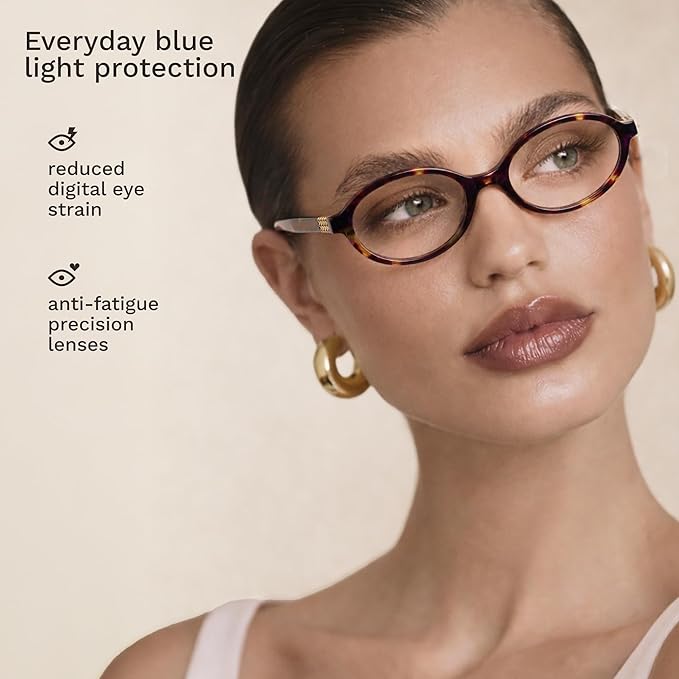 livho Blue Light Glasses for Women – Y2K Aesthetic Frame with Blush Pink Case, 90s Vibe for Screen Time Blue Light Blocking