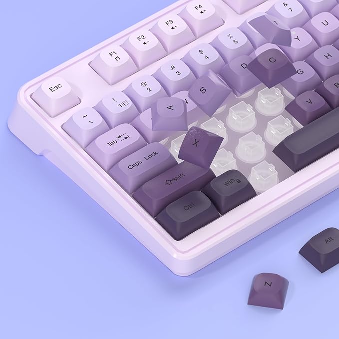 Camiysn Wire Gaming Keyboard, 7 Colorful Rainbow Backlight Classic Gaming Keyboard (Purple-Set)
