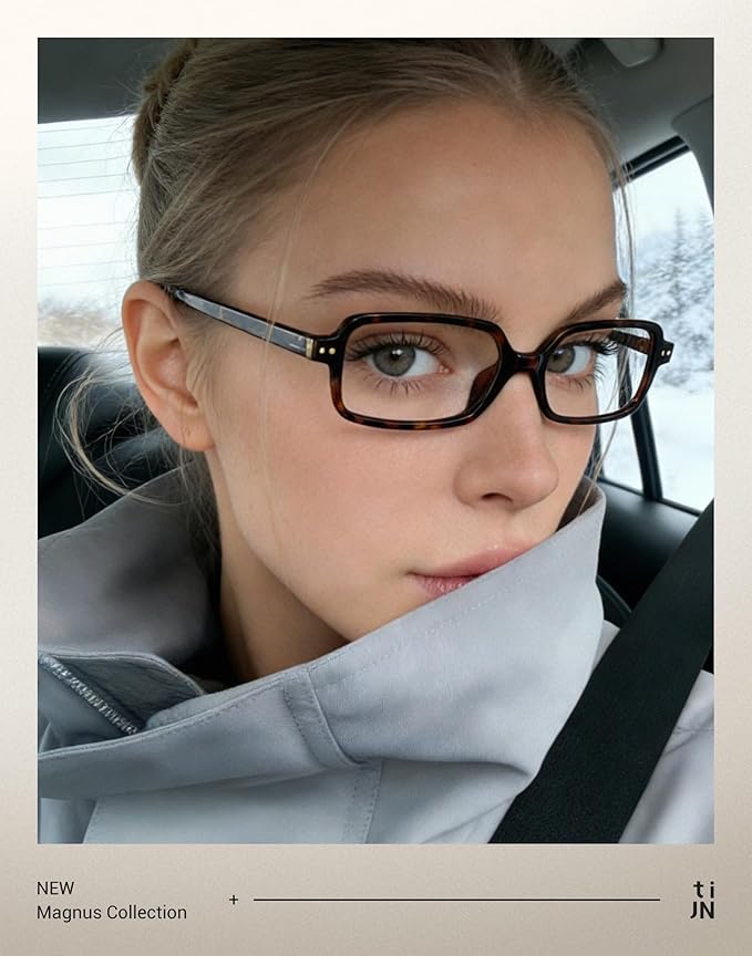TIJN Magnus Square Blue Light Blocking Glasses for Women Men,Rectangular Computer Glasses for Gaming Work Screen Use,TR90