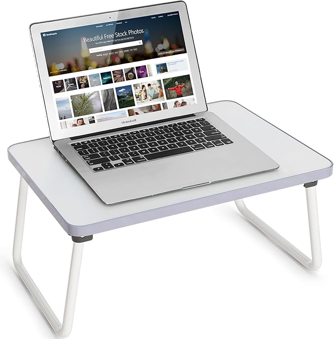 Lap Desks Laptop Tray for Bed or Couch, Breakfast Serving Tray with Folding Legs,Portable & Lightweight Mini Table, Laptop Stand for Working, Reading and Writing,White