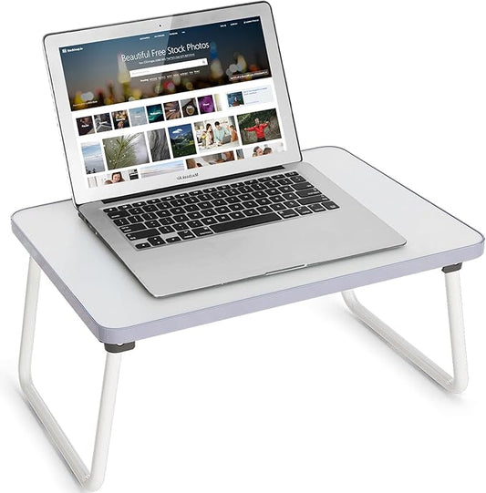 Lap Desks Laptop Tray for Bed or Couch, Breakfast Serving Tray with Folding Legs,Portable & Lightweight Mini Table, Laptop Stand for Working, Reading and Writing,White