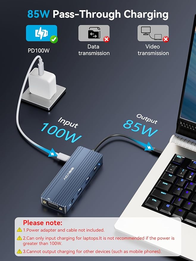 ACASIS USB C Docking Station Dual Monitors,8-in-1 Laptop Docking Station with Dual HDMI +VGA +2 * 5G USB-A/C+3.5MM Audio+PD100W, USB C HUB multiport Adapter for Dell/HP/Lenovo ThinkPad（Gray）