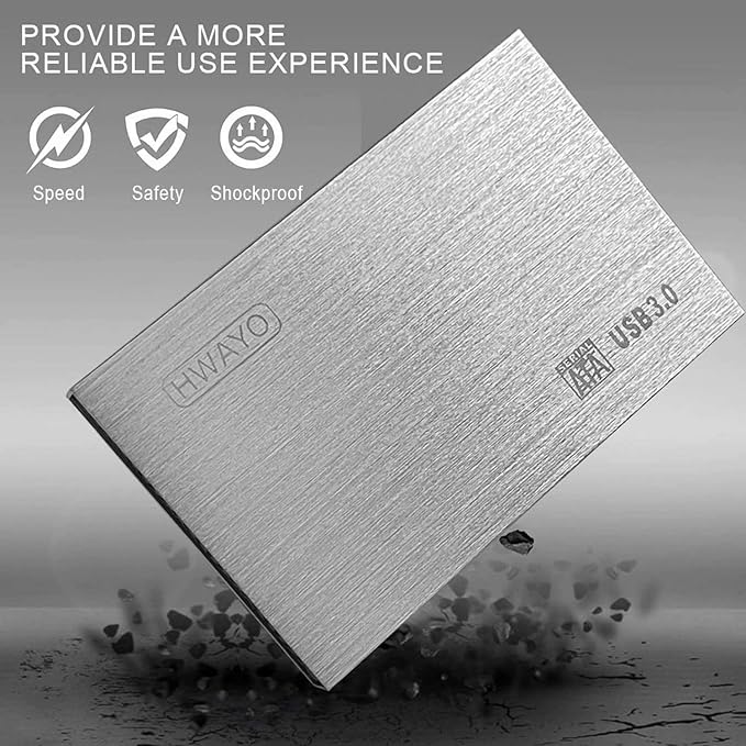 2.5'' HDD 250GB Ultra Slim Portable External Hard Drive USB3.0 Storage for Xbox One Console, PC, Laptop, MacBook (Silver)