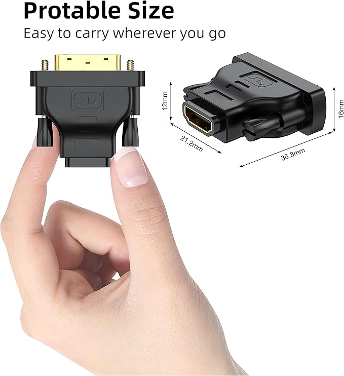 DVI to HDMI Adapter 2-Pack, Bidirectional Female HDMI to DVI-D(24+1) Male Adapter with Gold-Plated for Computer, Monitor, Projector, TV, PS3/4/5 Nintendo Switch and More