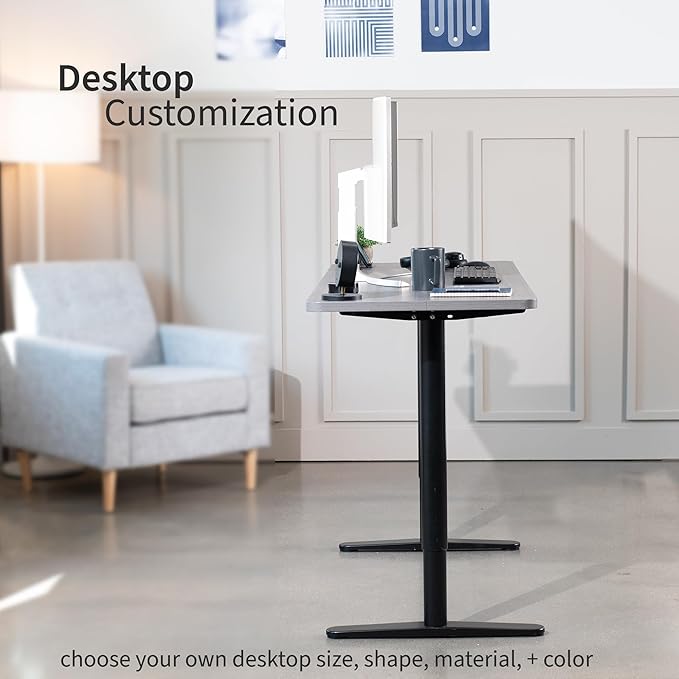 VIVO Electric Single Motor Standing Desk Frame for 41 to 74 in Table Tops, Memory Height Adjustment, Frame Only, Black, DESK-E151EB