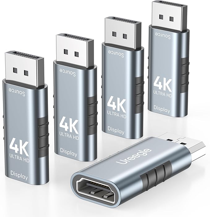 DisplayPort to HDMI Adapter, DP to HDMI Adapter 4K@30Hz, 5 Pack Gold-Plated Uni-Directional Display Port to HDMI Converter for PC, Laptop, Monitor, TV, Projector, NVIDIA/AMD GPU, Dell/HP Desktop