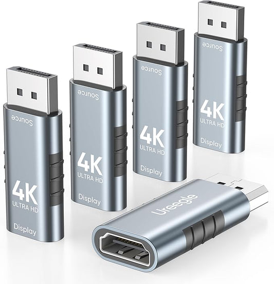 DisplayPort to HDMI Adapter, DP to HDMI Adapter 4K@30Hz, 5 Pack Gold-Plated Uni-Directional Display Port to HDMI Converter for PC, Laptop, Monitor, TV, Projector, NVIDIA/AMD GPU, Dell/HP Desktop