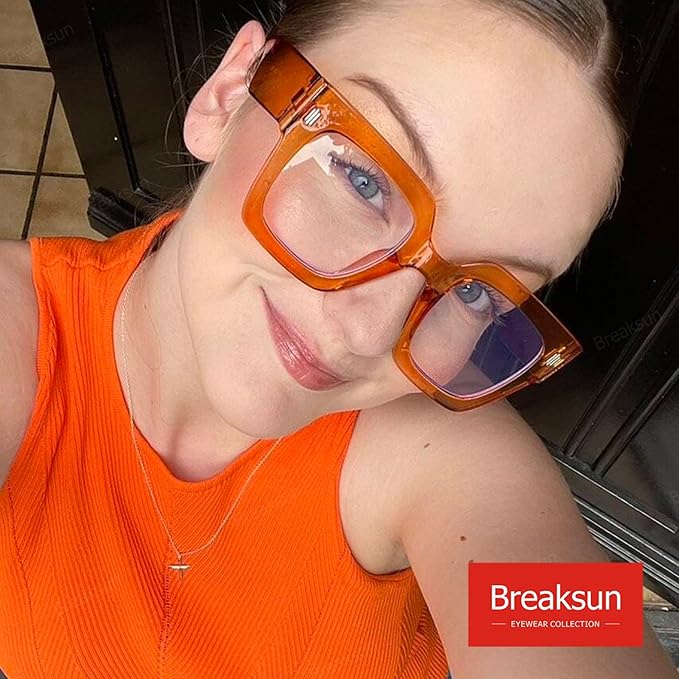 Fashion Oversized Blue Light Blocking Glasses for Women Men Trendy Big Square Frame Computer Eyeglasses